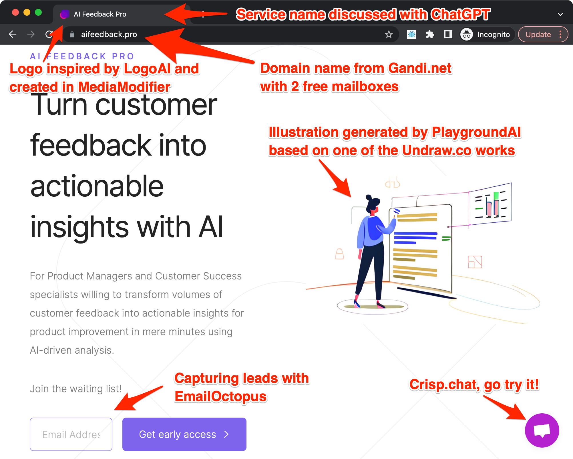 AI Feedback Pro landing screenshot