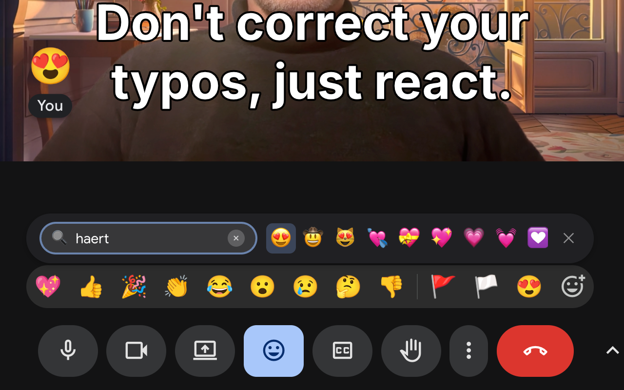 Google Meet Reactions extension in action